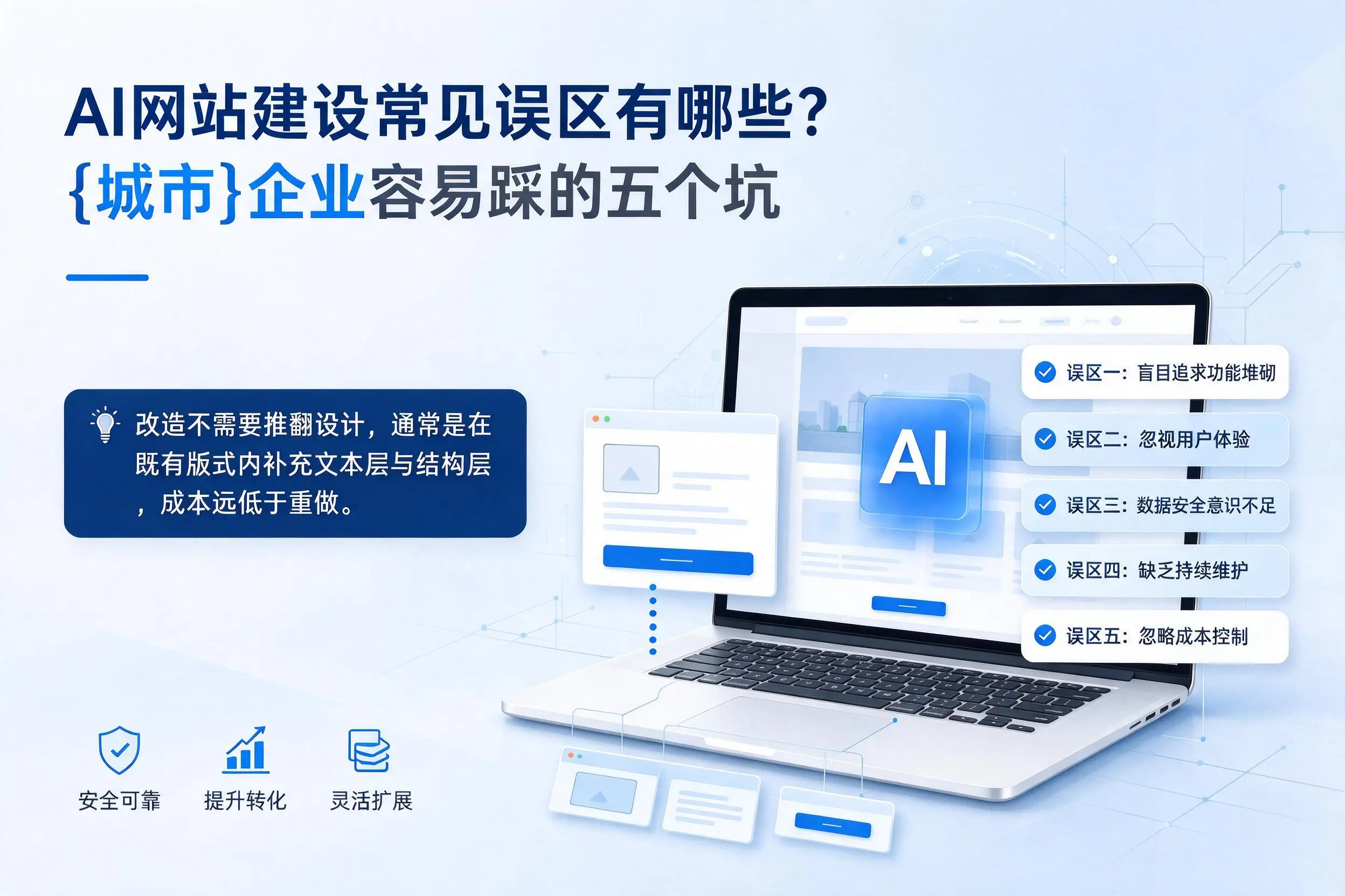 AI网站建设常见误区有哪些？商洛企业容易踩的五个坑