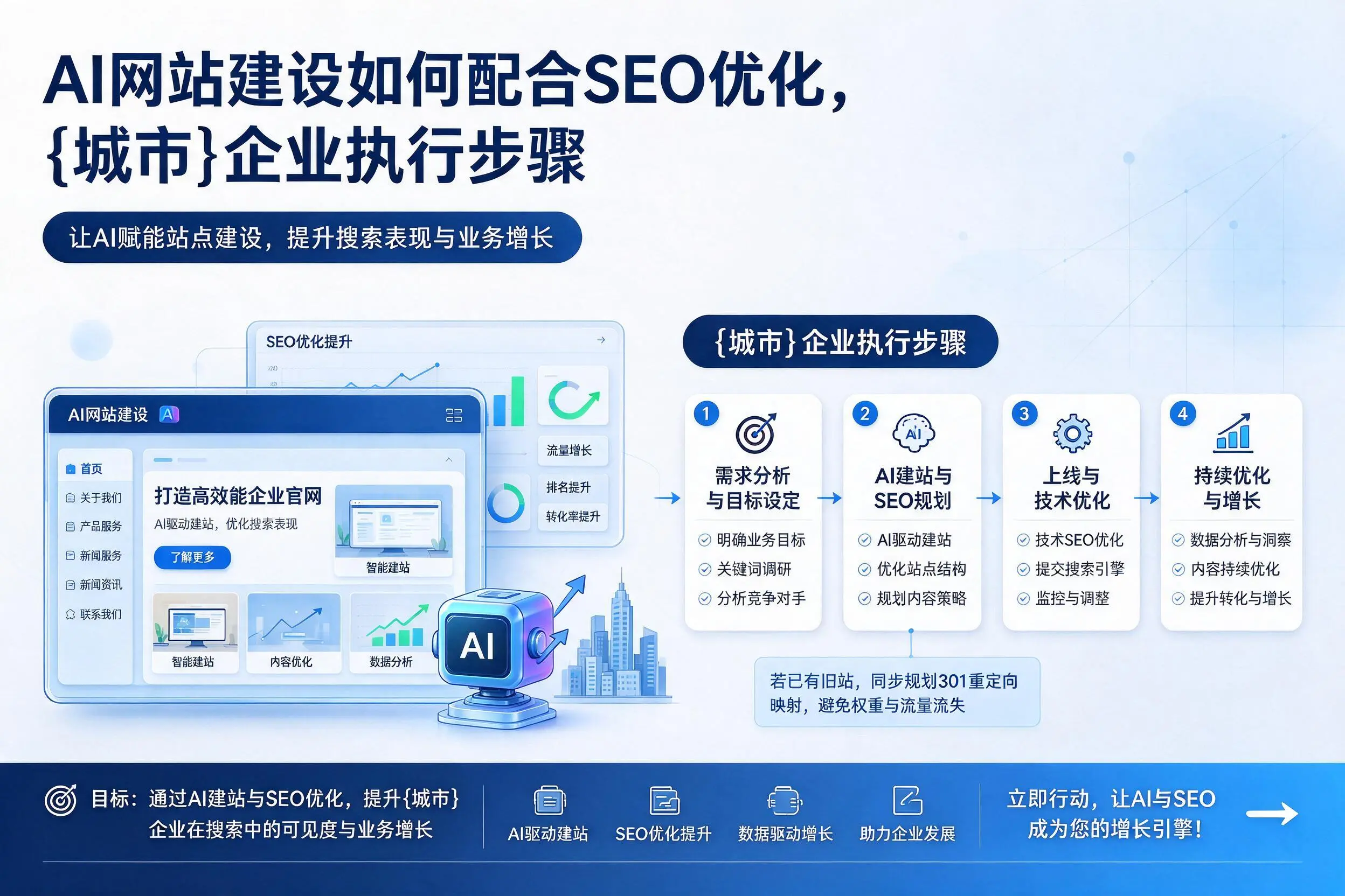 AI网站建设如何配合SEO优化，商洛企业执行步骤
