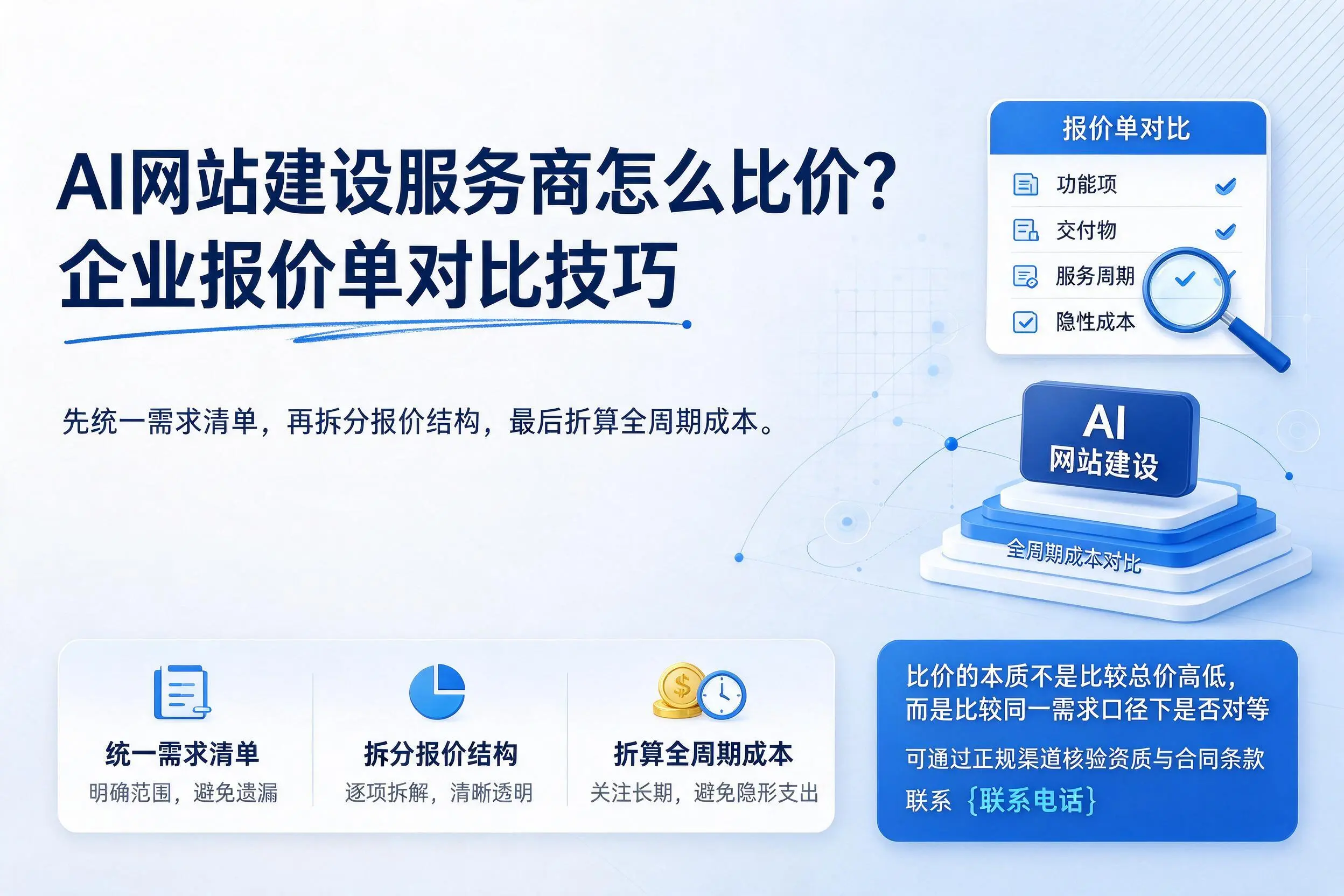 AI网站建设服务商怎么比价?商洛企业报价单对比技巧