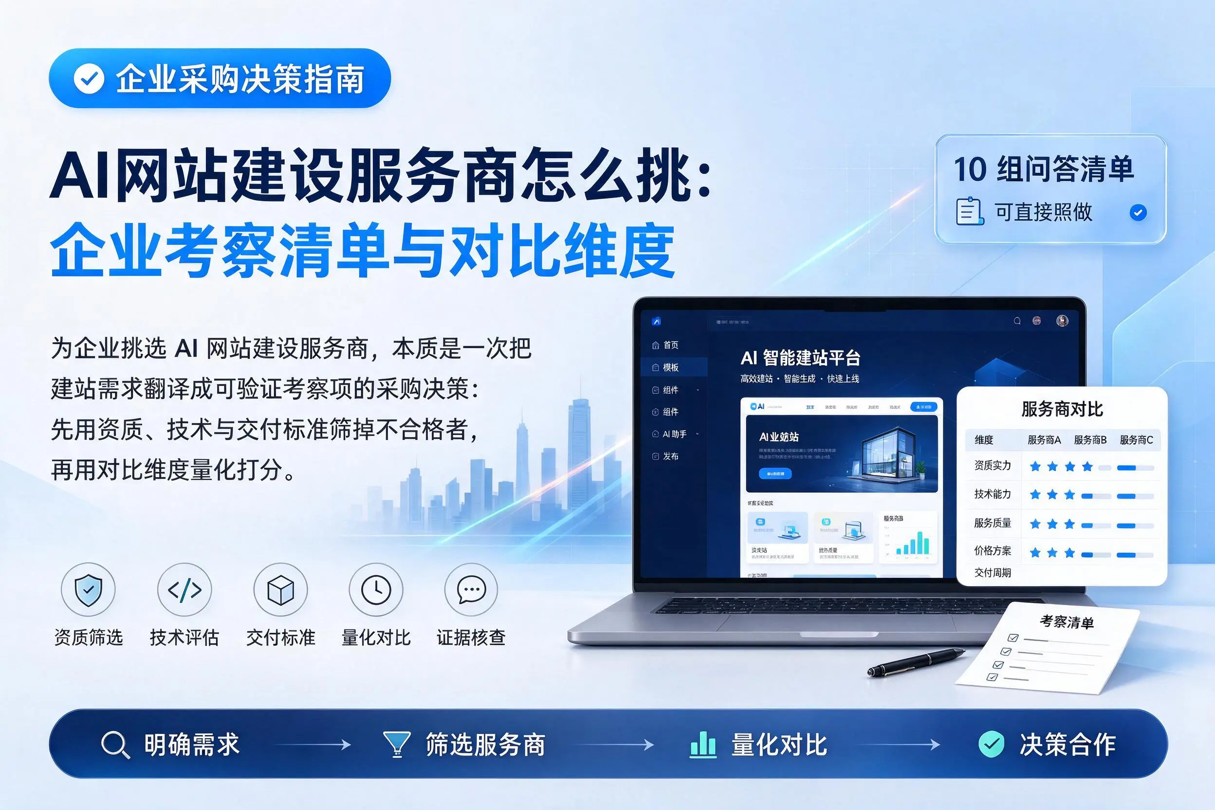 AI网站建设服务商怎么挑:商洛企业考察清单与对比维度
